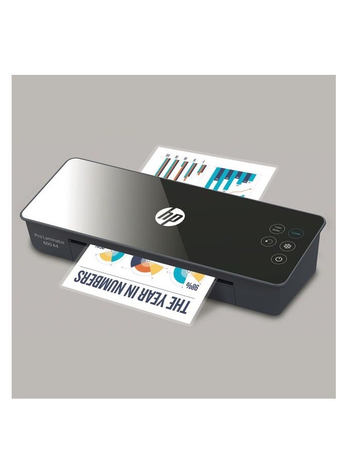HP Pro Laminator 600 A4 Office Laminator Machines, Hot/Cold Lamination, Business Cards to A4 Sheets, 75/80-125mic - 3163 Black - Image 3