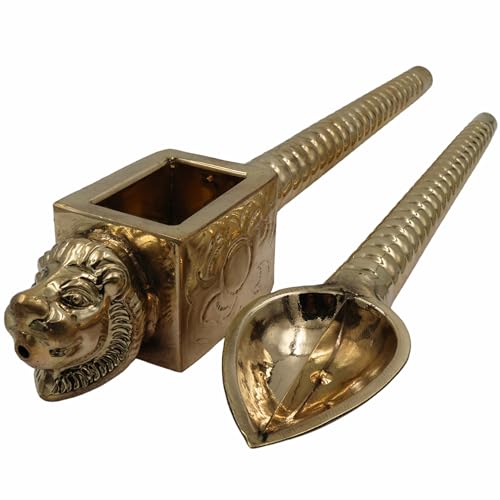 Bhunes Brass Homa Spoon Set Yajna Havan Achamani Sruk Sruva Agnihotra Pooja Offering Ladle Vedic Ritual Fire Ceremony Temple Pooja Accessories Traditional Spiritual Decor Brass Gold 18.5 Inch 1 Piece - Image 2