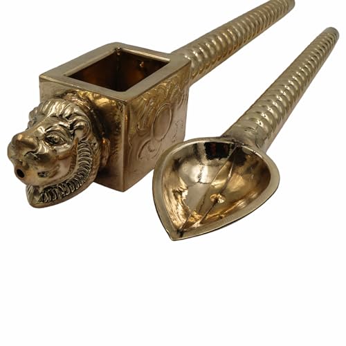 Bhunes Brass Homa Spoon Set Yajna Havan Achamani Sruk Sruva Agnihotra Pooja Offering Ladle Vedic Ritual Fire Ceremony Temple Pooja Accessories Traditional Spiritual Decor Brass Gold 18.5 Inch 1 Piece - Image 5