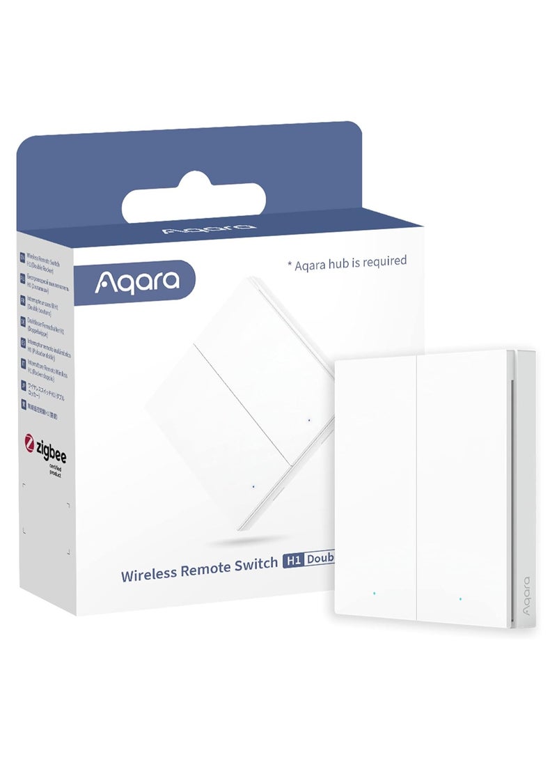 Aqara Wireless Remote Switch H1 Double Rocker, Requires AQARA HUB, Zigbee 3.0, Configurable 7-Function Remote Control for Smart Home Devices, Compatible with Apple HomeKit, IFTTT, Aqara Home - Image 1