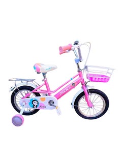 Star Kids 12 Inch Kids Bike with Training Wheels and Basket, for Boys and Girls - Pink 