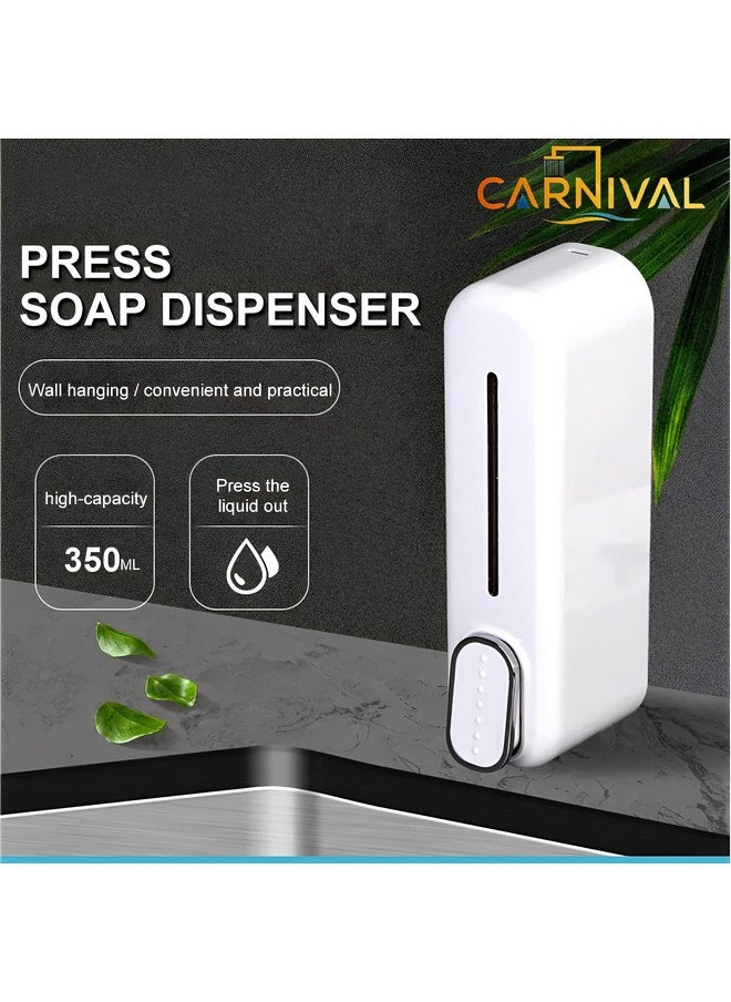 Carnival Carnival ABS Wall Mounted Manual Soap Dispenser 350ml Liquid, Soap, Lotion, Shampoo, Conditioner Dispenser for Bathroom,Kitchen and Washbasin(White ABS)  - Image 3