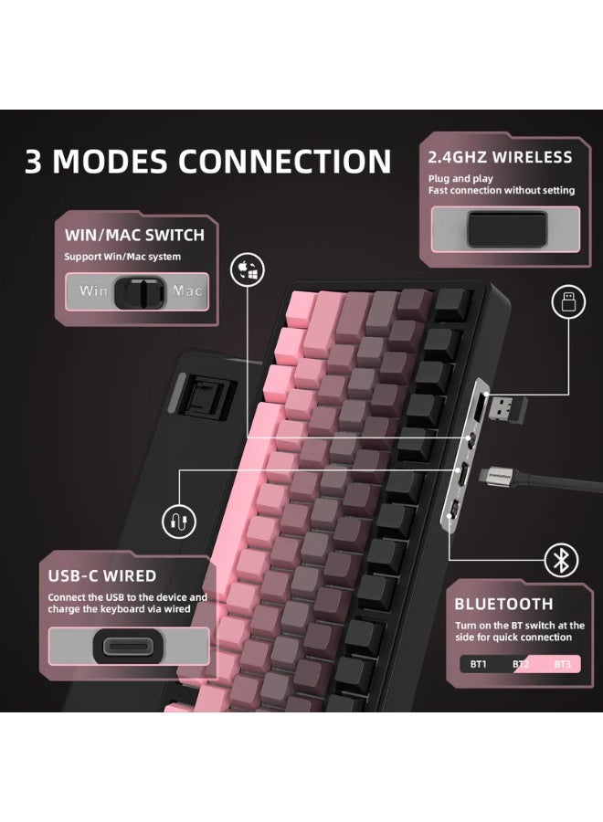 Attack Shark Shark Attack X85 Wireless Tri-Mode Mechanical Keyboard 75% Mechanical Keyboard with CNC Grip, 5-Layer Padding, Hot Swappable, RGB Backlighting Built-in Multiple Lighting Effects Can Be Switched to Support Music Rhythm Color Blackberry - Image 4