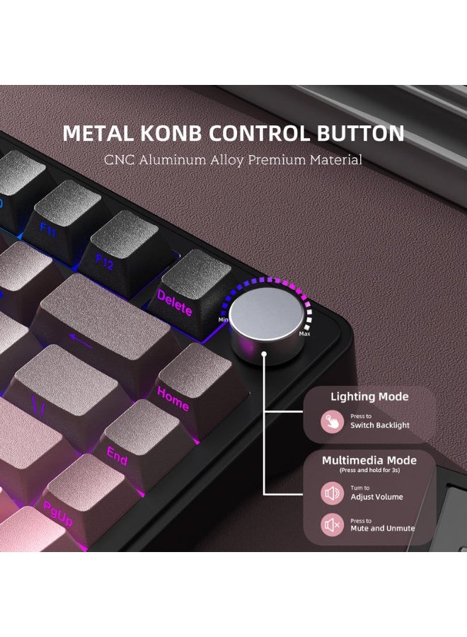 Attack Shark Shark Attack X85 Wireless Tri-Mode Mechanical Keyboard 75% Mechanical Keyboard with CNC Grip, 5-Layer Padding, Hot Swappable, RGB Backlighting Built-in Multiple Lighting Effects Can Be Switched to Support Music Rhythm Color Blackberry - Image 3