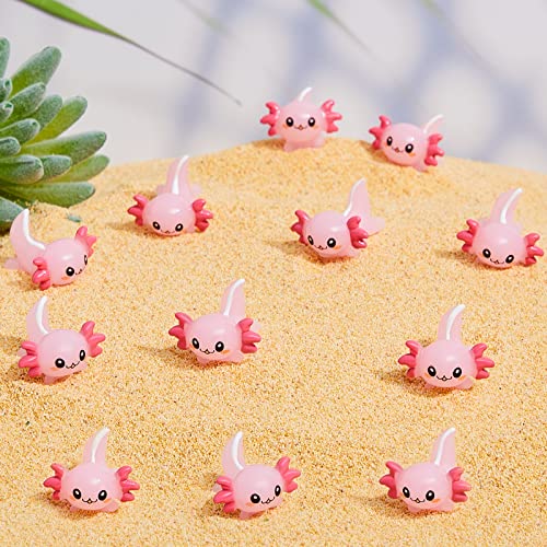 Lewtemi 12 Pieces Mini Resin Axolotl Charm Axolotl Tiny Animal Figurine Gifts Miniature Garden Landscape Aquarium Dollhouse Ornament Potted Plants Decoration DIY Crafts Pink - Image 1