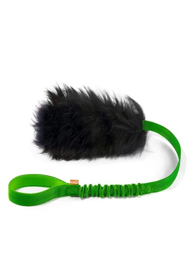 HOWGO Dog Rope Toy,Dog Bungee Chaser Toy 100% Sheepskin,Sheep Smell Tug Toy for All Breeds (Green, Long Without Ball) - Image 1