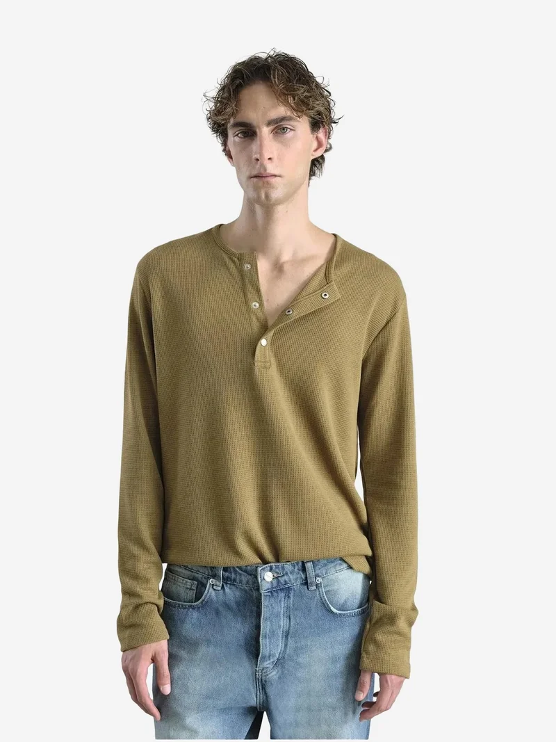 Giesto GIESTO Comfort Fit Long Sleeve Button Collar T-Shirt