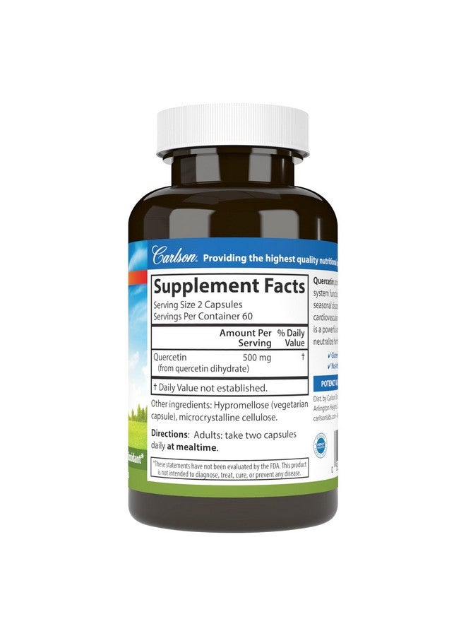 Carlson - Quercetin, 500 mg, Seasonal Support, Skin Health, Optimal Wellness, 120 Vegetarian Capsules - Image 2