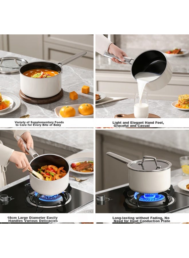 Deslon Enamel Milk Pot Non-stick Pot For Baby Food, Suitable For Boiling Milk, 18cm, Compatible With Gas And Induction Cooktops - Image 3