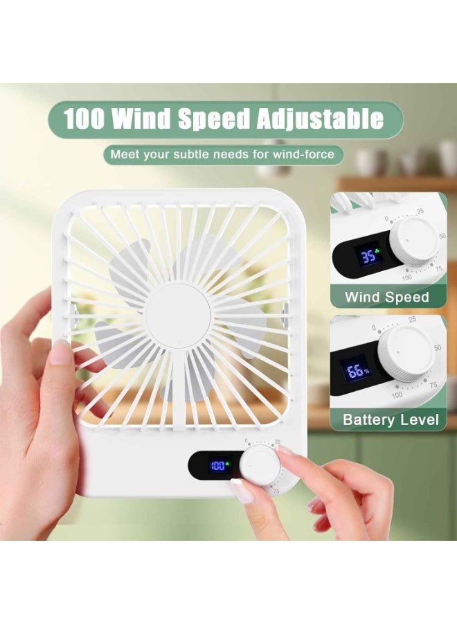 Travel Fan for Sleeping,Free 4 Cooling Patches, 6.8" Small Portable Fan Rechargeable Battery Powered, 100 Speeds Personal Mini Desk Fan for Office Bedroom, Cruise Ship Beach Vacation Travel Essentials, White - Image 2