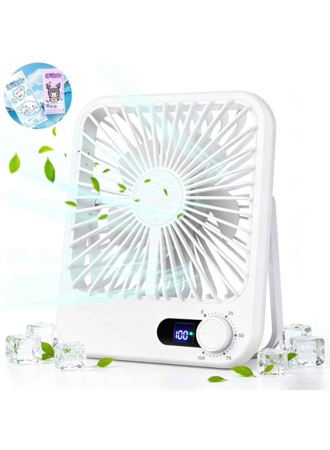 Travel Fan for Sleeping,Free 4 Cooling Patches, 6.8" Small Portable Fan Rechargeable Battery Powered, 100 Speeds Personal Mini Desk Fan for Office Bedroom, Cruise Ship Beach Vacation Travel Essentials, White - Image 1
