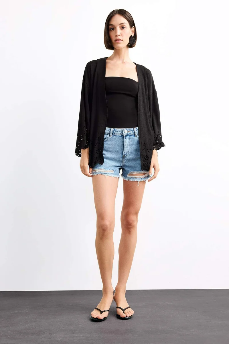 ديفاكتو Fitted Crepe Tie Long Sleeve Blouse