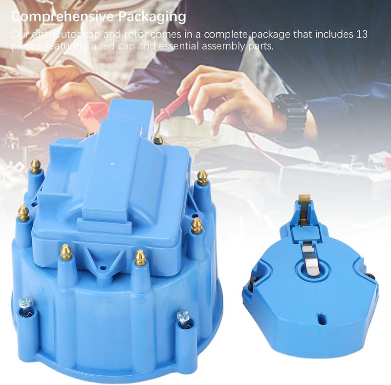 Economical varied design options HEI Distributor Cap Rotor Heavy Duty Large Distributor Cap Set SBC 283 305 307 327 350 400 K549 (Blue) All-scene tailored quality - Image 3