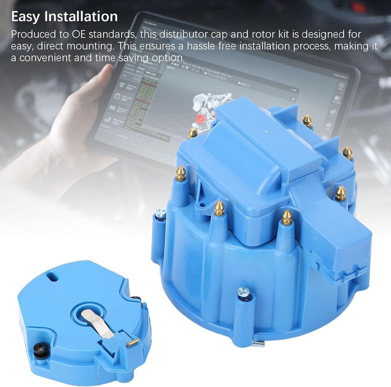 Economical varied design options HEI Distributor Cap Rotor Heavy Duty Large Distributor Cap Set SBC 283 305 307 327 350 400 K549 (Blue) All-scene tailored quality - Image 2