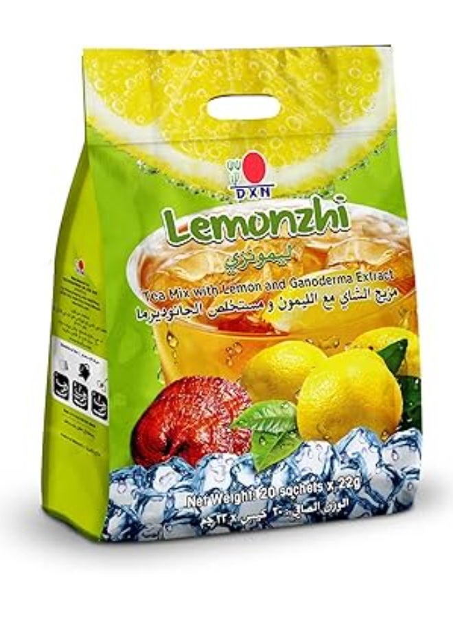 ليمونزي 20 × 22 جم - مزيج مسحوق الليمون مع الشاي الأسود ومستخلص الجانوديرما