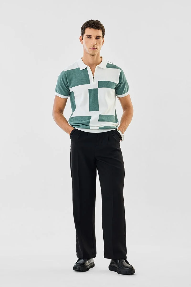 SNITCH Green Geometric Half Sleeve Regular Fit T-Shirt