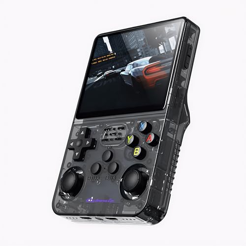 Cubonic CrystalPlay R36S Retro Gaming Console, Transparent PixelGlass, 3.5-Inch LCD Screen, RK3326 Quad-Core, 15000+ Games, Dual Joystick, Support MAX 256GB Storage, 3000mAh Battery (black) - Image 1