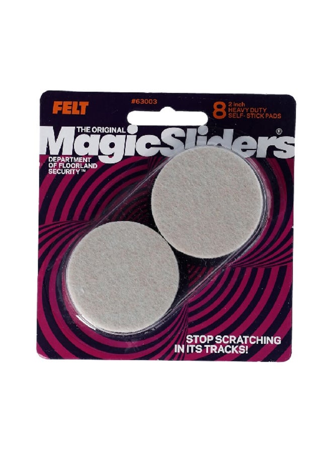 ماجيك سلايدرز 8 قطع من قواعد اللباد المستديرة ذاتية اللصق شديدة التحمل المصنوعة من الفلت لون بيج مقاس 2 بوصة 63003 - Image 1