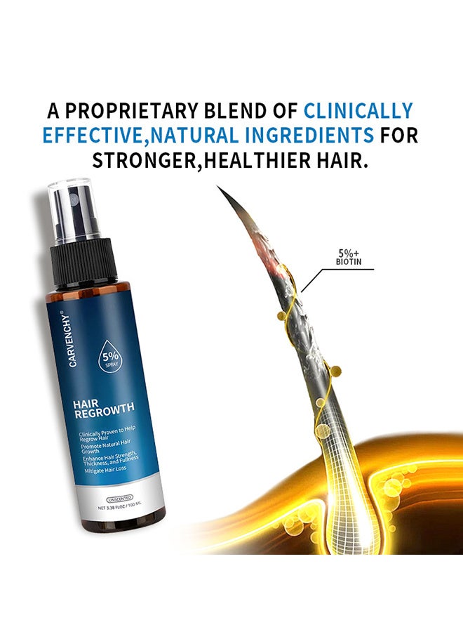 CARVENCHY Minoxidil Hair Regrowth Treatment,Hair Growth Serum 5% Minoxidil for Men and Women,Hair Regrowth Treatment for Stronger Thicker Longer Hair - With Biotin - Help to Stop Thinning and Loss Hair 3.38fl.oz/100ml - Image 4