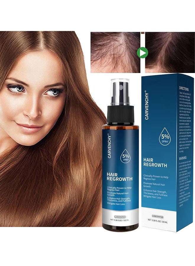 CARVENCHY Minoxidil Hair Regrowth Treatment,Hair Growth Serum 5% Minoxidil for Men and Women,Hair Regrowth Treatment for Stronger Thicker Longer Hair - With Biotin - Help to Stop Thinning and Loss Hair 3.38fl.oz/100ml - Image 1