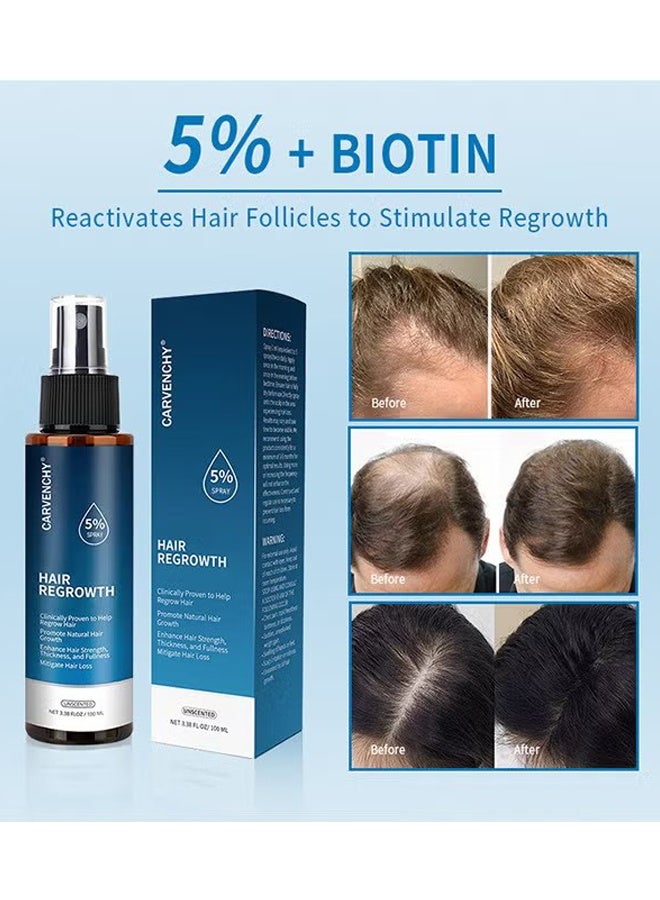 CARVENCHY Minoxidil Hair Regrowth Treatment,Hair Growth Serum 5% Minoxidil for Men and Women,Hair Regrowth Treatment for Stronger Thicker Longer Hair - With Biotin - Help to Stop Thinning and Loss Hair 3.38fl.oz/100ml - Image 5