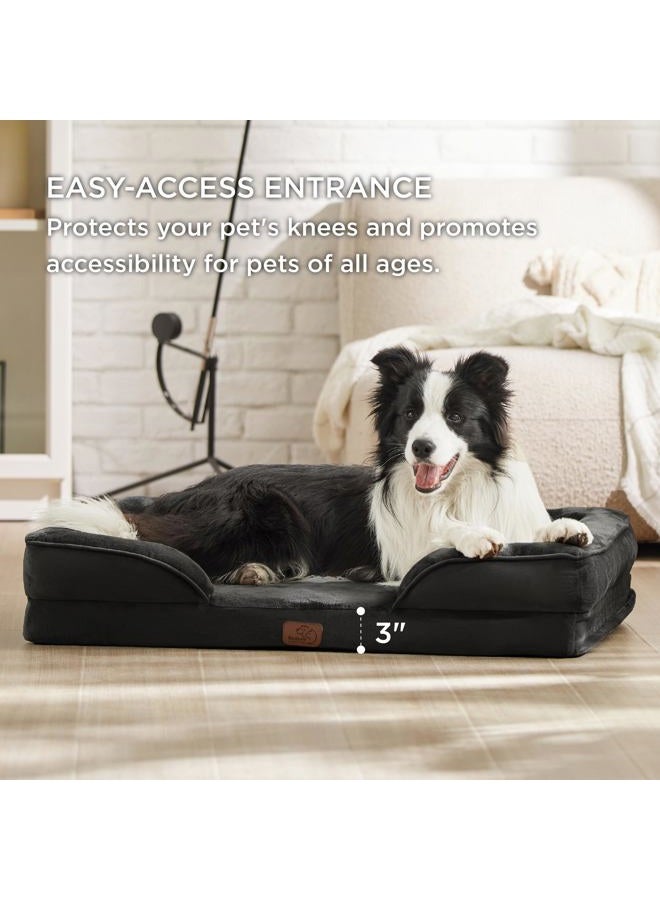 Bedsure سرير كلاب طبي للكلاب الكبيرة جداً - XL سرير أريكة قابل للغسل للكلاب الكبيرة، سرير كلب مريح من الفوم مع غطاء قابل للإزالة والغسل، بطانة مقاومة للماء وقاعدة غير قابلة للانزلاق، أسود - Image 5