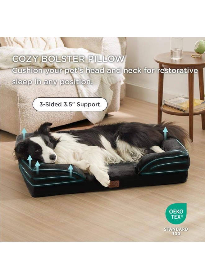 Bedsure سرير كلاب طبي للكلاب الكبيرة جداً - XL سرير أريكة قابل للغسل للكلاب الكبيرة، سرير كلب مريح من الفوم مع غطاء قابل للإزالة والغسل، بطانة مقاومة للماء وقاعدة غير قابلة للانزلاق، أسود - Image 4