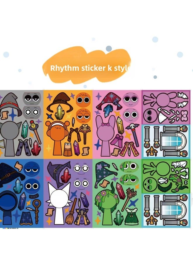 Rhythm Box Cute Sticker Sprunki Game Surrounding Sticker Book Toy DIY Children's Educational Hand Account 