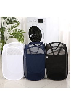 TYCOM Foldable Pop Up Net Laundry Basket - Storage Solution - Compact Bin - Mesh Collapsible Bag - Laundry Hamper - Collapsible Laundry Basket with Durable Handles & Side (BLACK)  - Image 5