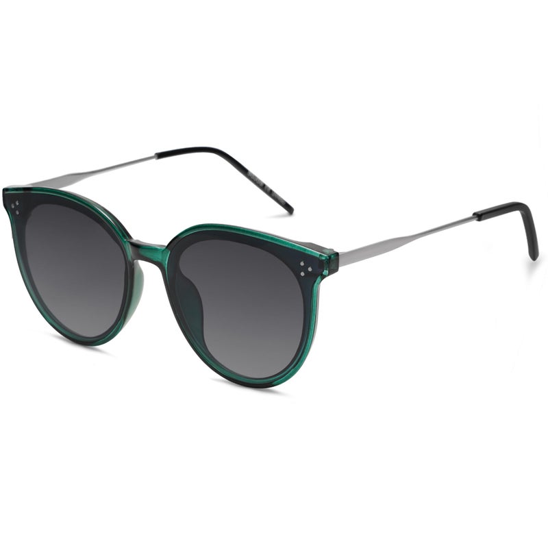 SOJOS Classic Trendy Round Sunglasses Womens Mens Oversized Large Shades UV400 Vacation Sunnies SJ2068, Green/Grey - Image 1