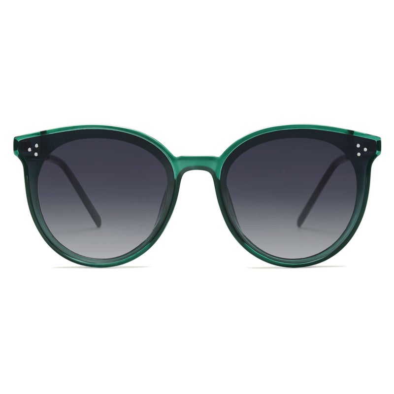 SOJOS Classic Trendy Round Sunglasses Womens Mens Oversized Large Shades UV400 Vacation Sunnies SJ2068, Green/Grey - Image 2