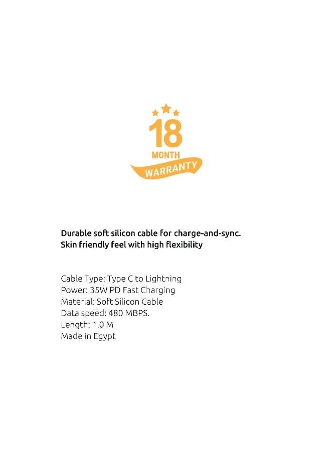 sia soft rubber cable : tpe Real liquid silicon rubber 1.0m -5.0A - OD 3.8 - Copper  White with aluminum case TYPE C - Lighting   35W (SUPPORT 60W) - Image 2