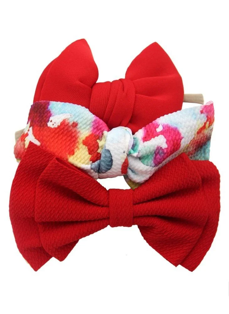 Bambimici Bambimici - Mona Assorted Ribbon Bow Headband for Babies -Red