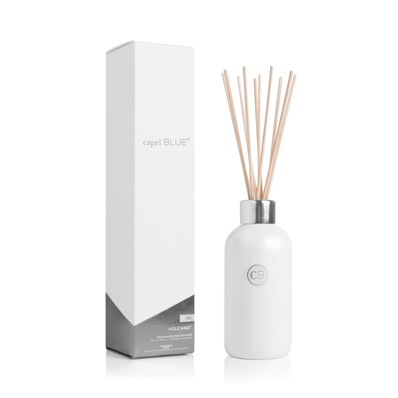 Capri Blue Volcano Reed Diffuser Set  Includes Reed Diffuser Sticks Fragrance Oil and Glass Bottle  Luxury Scented Room Freshener  White 8 fl oz