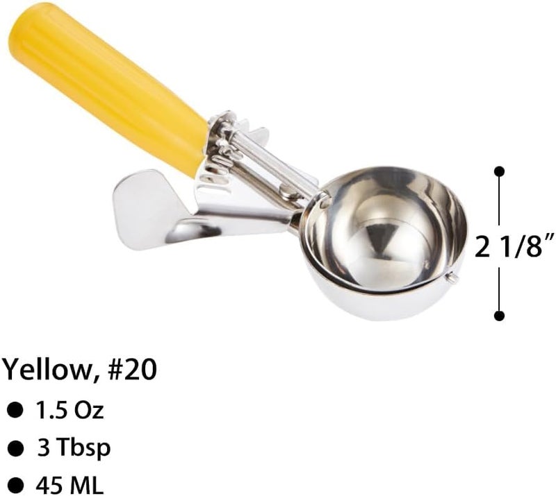 Saebye Portion Scoop - #20 (1.5 oz) - Disher, Cookie Scoop, Ice Cream Scoop - Portion Control - 18/8 Stainless Steel, Yellow Handle, For Cookie, Ice Cream, Meatball, Muffin, Cupcake, Protein Balls - Image 2