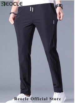 REOCLE Men's Hiking Pants Elastic Quick Dry Running Pants Elastic Waist Lightweight Outdoor Sweatpants with Pockets Ice Silk Casual Trousers  - Image 2