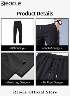 REOCLE Men's Hiking Pants Elastic Quick Dry Running Pants Elastic Waist Lightweight Outdoor Sweatpants with Pockets Ice Silk Casual Trousers  - Image 5