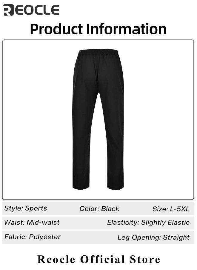 Men's Hiking Pants Elastic Quick Dry Running Pants Elastic Waist Lightweight Outdoor Sweatpants with Pockets Ice Silk Casual Trousers