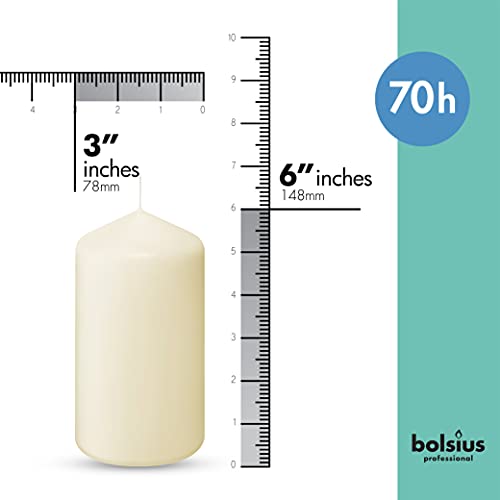 BOLSIUS 6 Ivory Pillar Candles Bulk - 3x6 Inches Candle Set - 70+ Hours Clean Burning - No Palm Oil - 0% Animal Fat - Premium European Quality - Unscented Dripless Wedding Pillars - Image 2