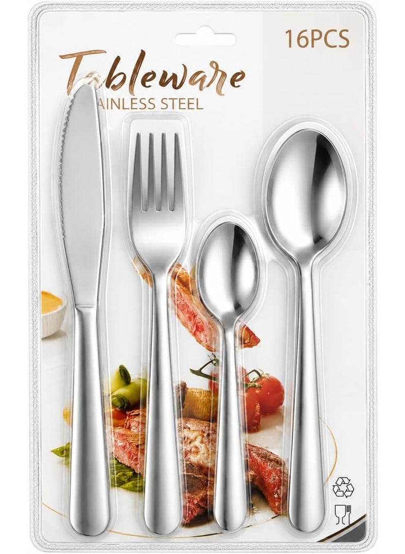 Modern Silverware Cutlery Set 16 Piece Flatware Set - Service For 4 people, Stainless Steel - Image 1