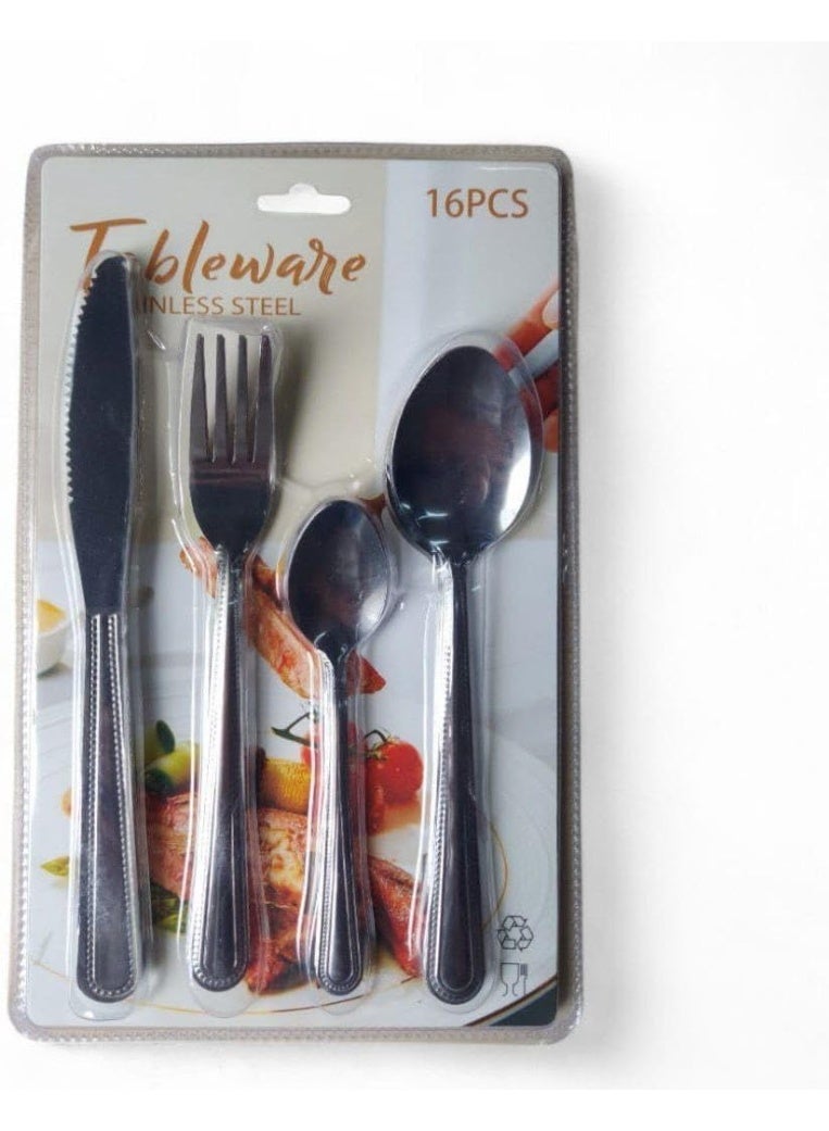 Modern Silverware Cutlery Set 16 Piece Flatware Set - Service For 4 people, Stainless Steel - Image 2