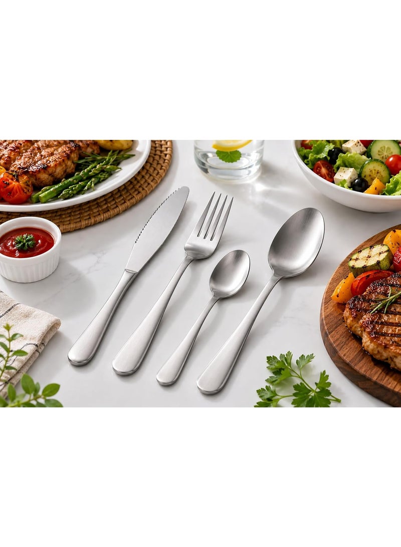 Modern Silverware Cutlery Set 16 Piece Flatware Set - Service For 4 people, Stainless Steel - Image 3