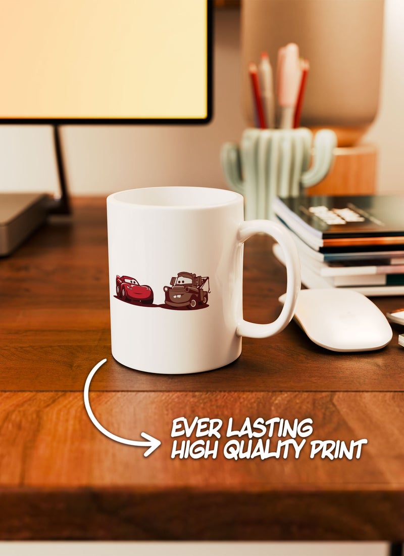 LOUD UNIVERSE White Ceramic Coffee Mug Lighitng McQueen And Mater Cars Ceramic Tea Cup - Image 2