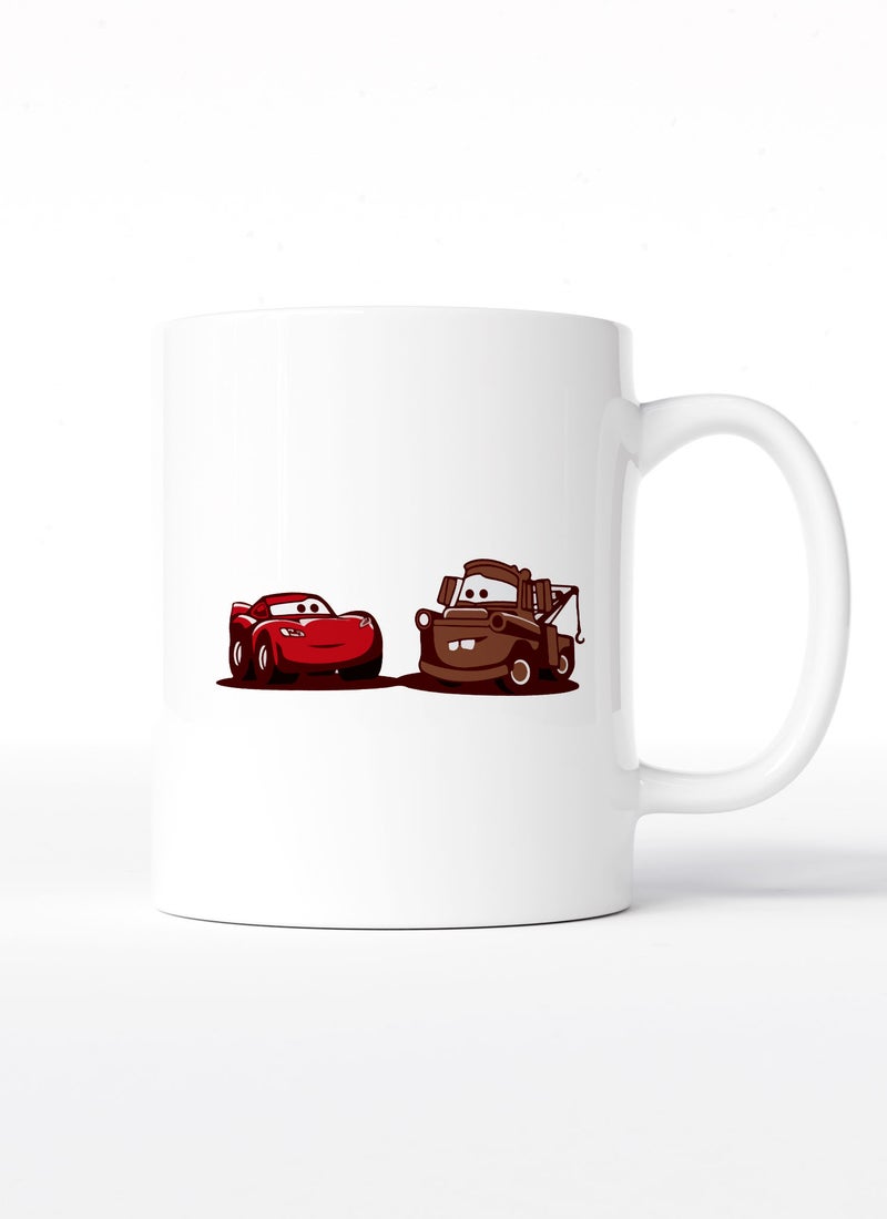 LOUD UNIVERSE White Ceramic Coffee Mug Lighitng McQueen And Mater Cars Ceramic Tea Cup - Image 1