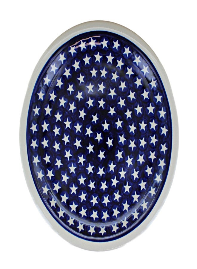Blue Rose Pottery طبق عشاء من الخزف البولندي "بلو روز" - "بلو ستارز" - قطر 10.75 بوصة - مثالي للاستخدام اليومي، أو كطبق عشاء رسمي. - Image 2