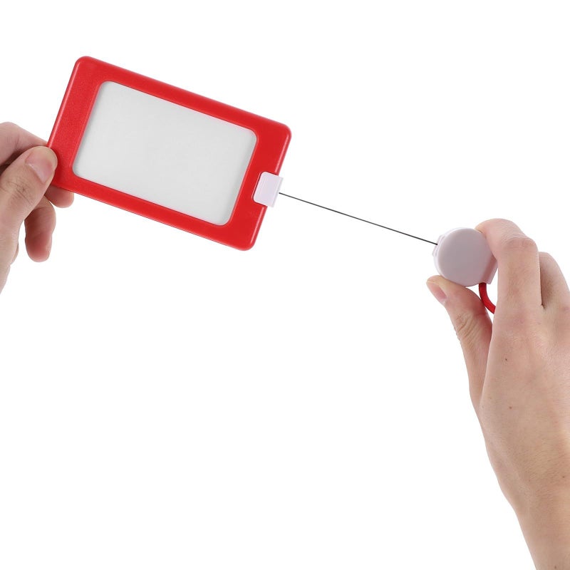 Red Retractable Lanyard Id Badge Holder For Employee Access Cards Office - Image 5