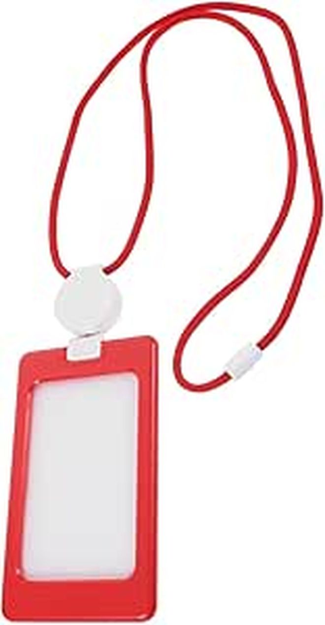 Red Retractable Lanyard Id Badge Holder For Employee Access Cards Office - Image 1