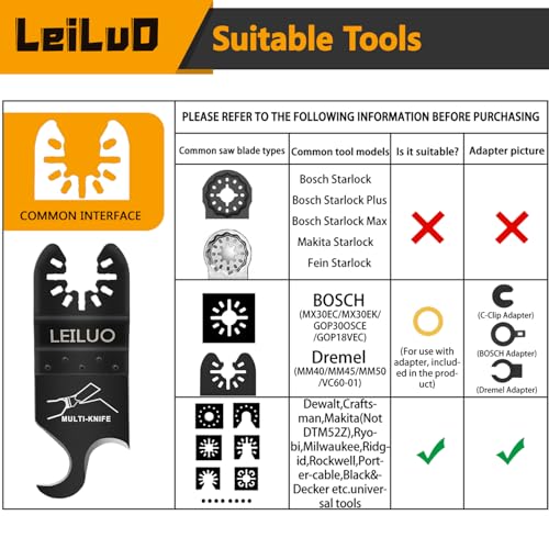 LEILUO 6 Pcs Oscillating Multi Tool Hook Knife Blades for Cutting Carpet Roofing Shingles Cardboard Soft Materials Includes Storage Bag Compatible with DeWalt Makita Ryobi Milwaukee and More - Image 2