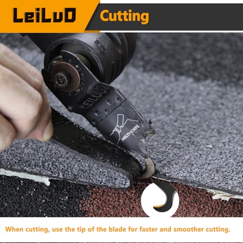 LEILUO 6 Pcs Oscillating Multi Tool Hook Knife Blades for Cutting Carpet Roofing Shingles Cardboard Soft Materials Includes Storage Bag Compatible with DeWalt Makita Ryobi Milwaukee and More - Image 4