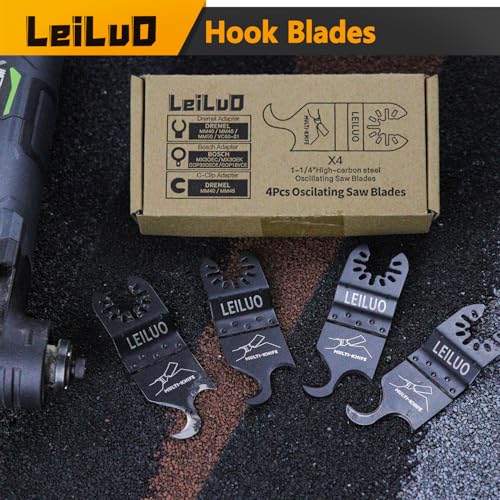 LEILUO 6 Pcs Oscillating Multi Tool Hook Knife Blades for Cutting Carpet Roofing Shingles Cardboard Soft Materials Includes Storage Bag Compatible with DeWalt Makita Ryobi Milwaukee and More - Image 3